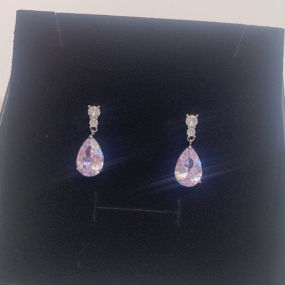 925 Sterling Silver Elegant Lab Diamonds Water Drop Earrings - Picture 11 of 14